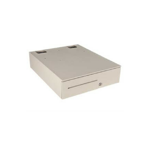 Series 100 Cash Drawer: 16195~Drawer Front Style: Adjustable, Dual-Media Slot; Interface Type: MultiPRO® 24 V; Color: Cloud White; Size (W x D x H): 16.0in. x 19.5in. x 4.9in.; Options: Coin Roll Storage Till, Keyed Randomly