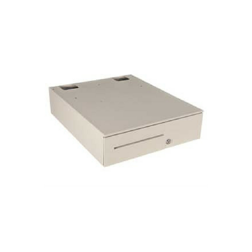 Series 100 Cash Drawer: 16195~Drawer Front Style: Adjustable, Dual-Media Slot; Interface Type: MultiPROÂ® 24 V; Color: Cloud White; Size (W x D x H): 16.0in. x 19.5in. x 4.9in.; Options: Coin Roll Storage Till, Keyed Randomly