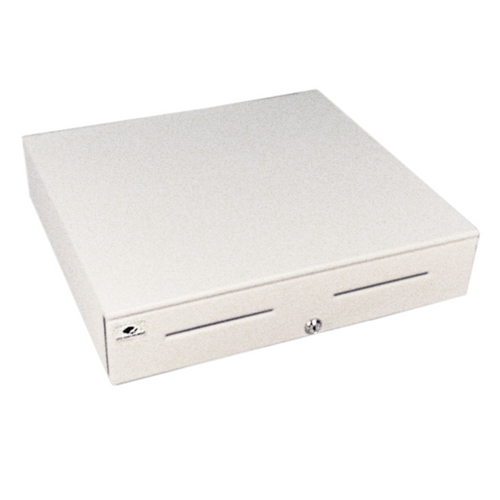 Series 4000 Cash Drawer: 1816~Drawer Front Style: Painted Front (color matched to case); Interface Type: MultiPROÂ® 24 V; Color: Cloud White; Size (W x D x H): 18.0in. x 16.7in. x 4.2in.; Options: Fixed 5x5 Till, Keyed Randomly