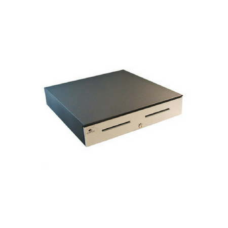 Series 4000 Cash Drawer: 1816~Drawer Front Style: Stainless Front; Interface Type: Smart SerialPROÂ®; Color: Cloud White; Size (W x D x H): 18.0in. x 16.7in. x 4.2in.; Options: Coin Roll Storage Till (standard), Keyed Randomly