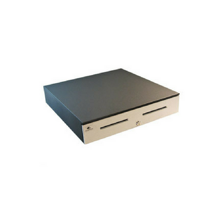 Series 4000 Cash Drawer: 1816~Drawer Front Style: Stainless Front; Interface Type: MultiPROÂ® 24 V; Color: Cloud White; Size (W x D x H): 18.0in. x 16.7in. x 4.2in.; Options: Fixed 5x5 Till, Keyed Randomly