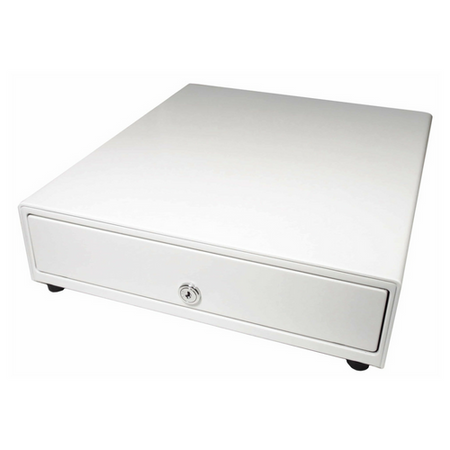 Series 4000 Cash Drawer: 1816~Drawer Front Style: Stainless Front; Interface Type: MultiPROÂ® 24 V; Color: Cloud White; Size (W x D x H): 18.0in. x 16.7in. x 4.2in.; Options: Fixed 5x5 Till, Keyed Randomly
