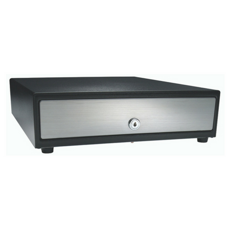 Series 4000 Cash Drawer: 1816~Drawer Front Style: Stainless Front; Interface Type: MultiPROÂ® 24 V; Color: Cloud White; Size (W x D x H): 18.0in. x 16.7in. x 4.2in.; Options: Fixed 5x5 Till, Keyed Randomly