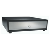 Vasarioâ„¢ Series Cash Drawer: 1416~Drawer Front Style: Stainless front (non-media); Interface Type: MultiPROÂ® 24 V; Color: Black; Size (W x D x H): 13.8in. x 16.3in. x 4.0in.; Options: Adjustable 4x5 Till (Standard), Keyed Randomly